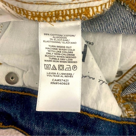 Loft Womens Size 0/25 Shorts Blue Denim Pockets Fringe Bottom Cutoff Dark Wash - Picture 8 of 10